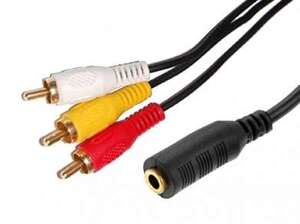 Шнур гнездо 3.5 мм 4 pole - 3 штекера RCA G 0.3 м
